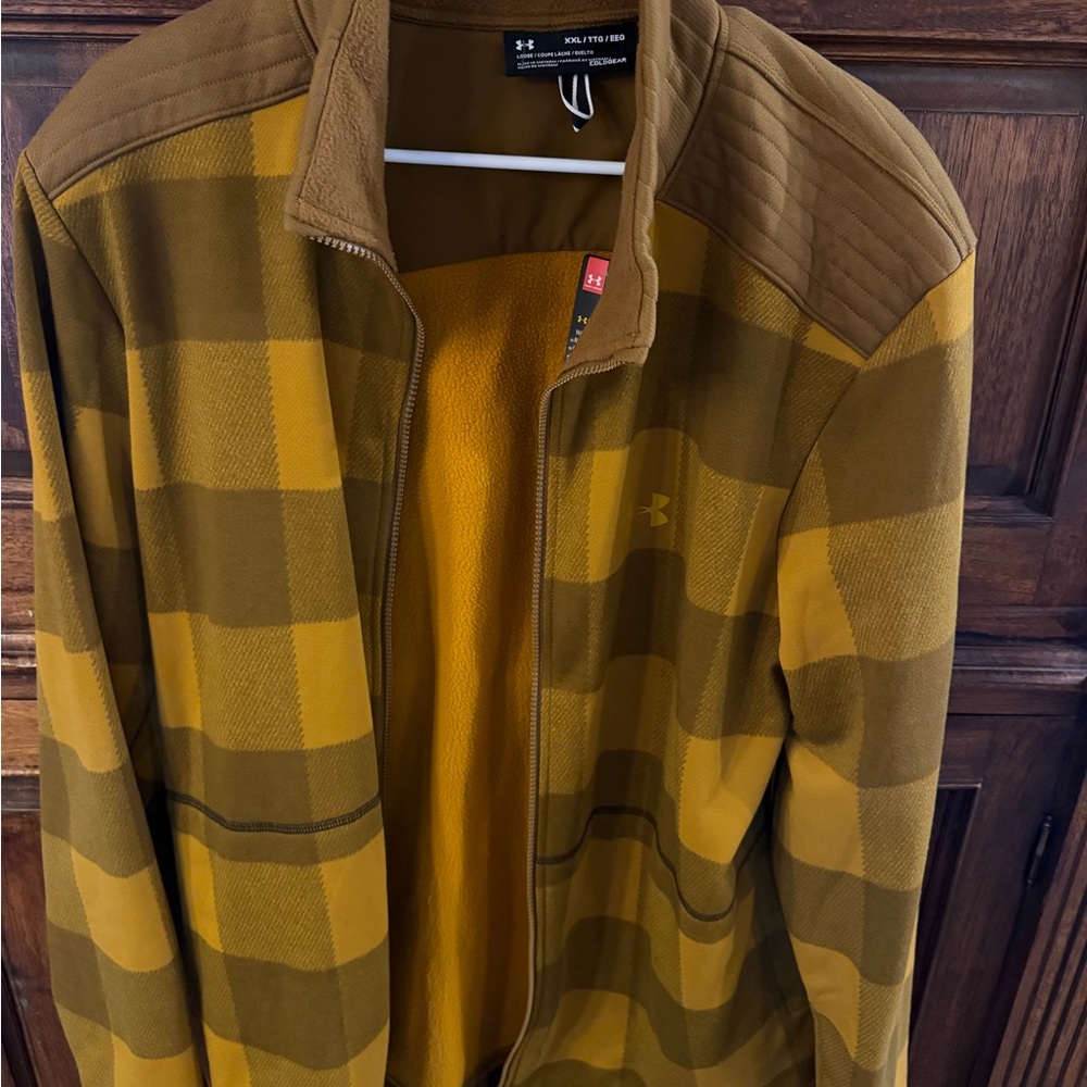 Under Armour Men's Mustard and Olive Plaid Full-Zip Jacket